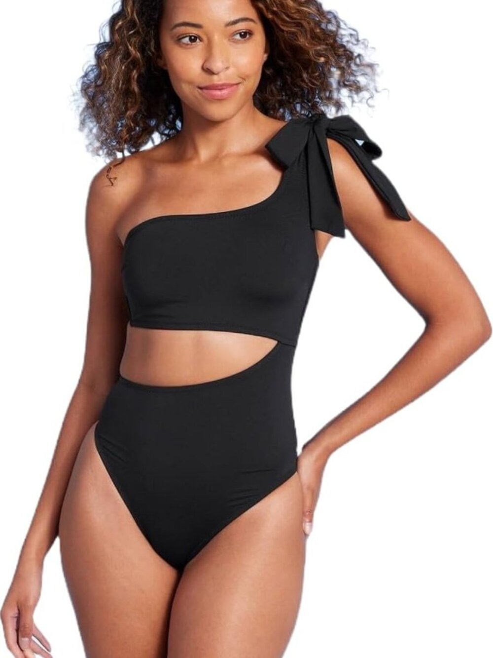 Shade and Shore One Piece Bow Swimsuit sz Medium Black